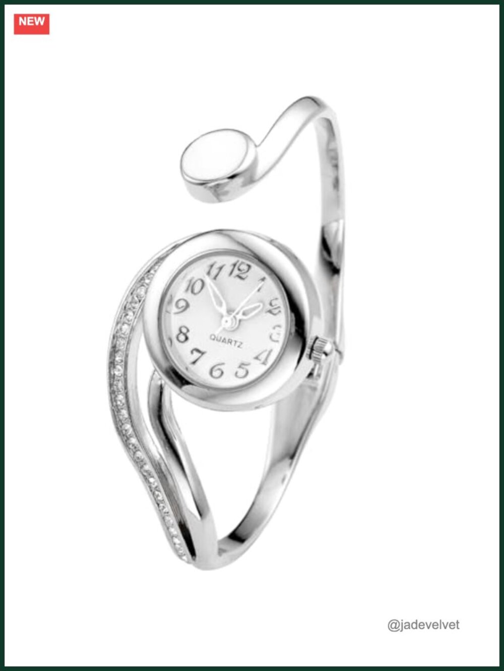 Women's Silver Tone Bangle Cuff Bracelet Watch Small Dial Analog Quartz 6"